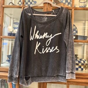 Chaser “Whiskey Kisses” Vintage Wash Graphic Sweatshirt Women’s M